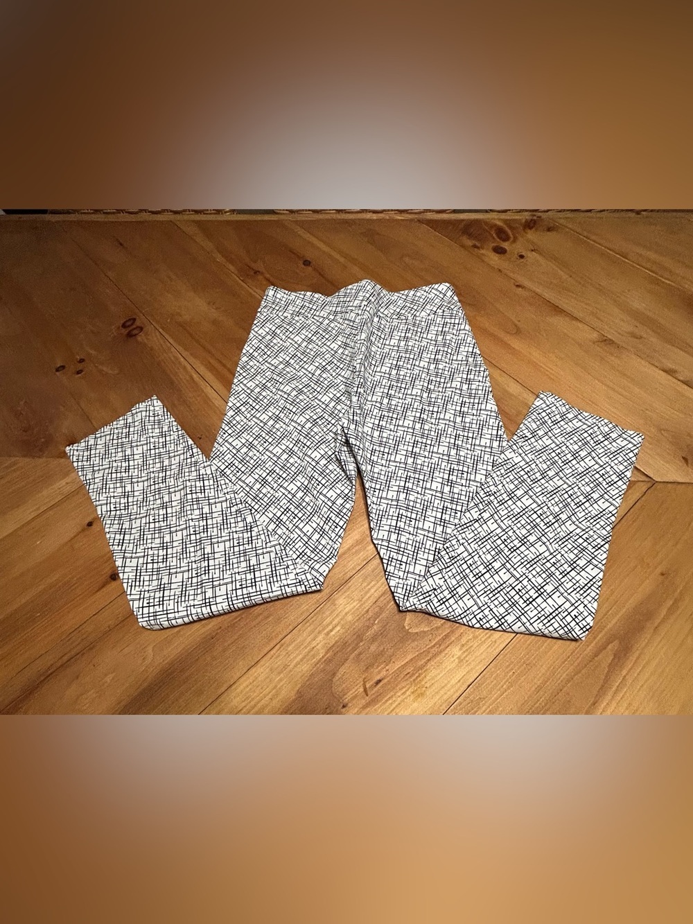 Y2K Krazy Larry Crosshatch Print Black & White skinny Pants